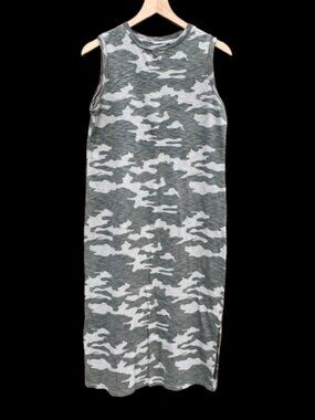 Universal Thread Jersey Tank Maxi Sundress Small Green Camo Print Versatile